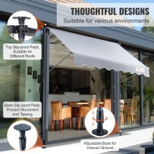 VEVOR Manual Retractable Awning, 3m Outdoor Retractable Patio Awning Sunshade Shelter, Adjustable Patio Door Window Awning Canopy with 39" Sun Shade Curtain for Backyard, Garden, Balcony