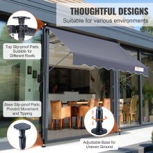 VEVOR Manual Retractable Awning, 118" Outdoor Retractable Patio Awning Sunshade Shelter, Adjustable Patio Door Window Awning Canopy with 39" Sun Shade Curtain for Backyard, Garden, Balcony