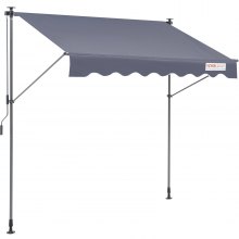 VEVOR Manual Retractable Awning, 118" Outdoor Retractable Patio Awning Sunshade Shelter, Adjustable Patio Door Window Awning Canopy with 39" Sun Shade Curtain for Backyard, Garden, Balcony