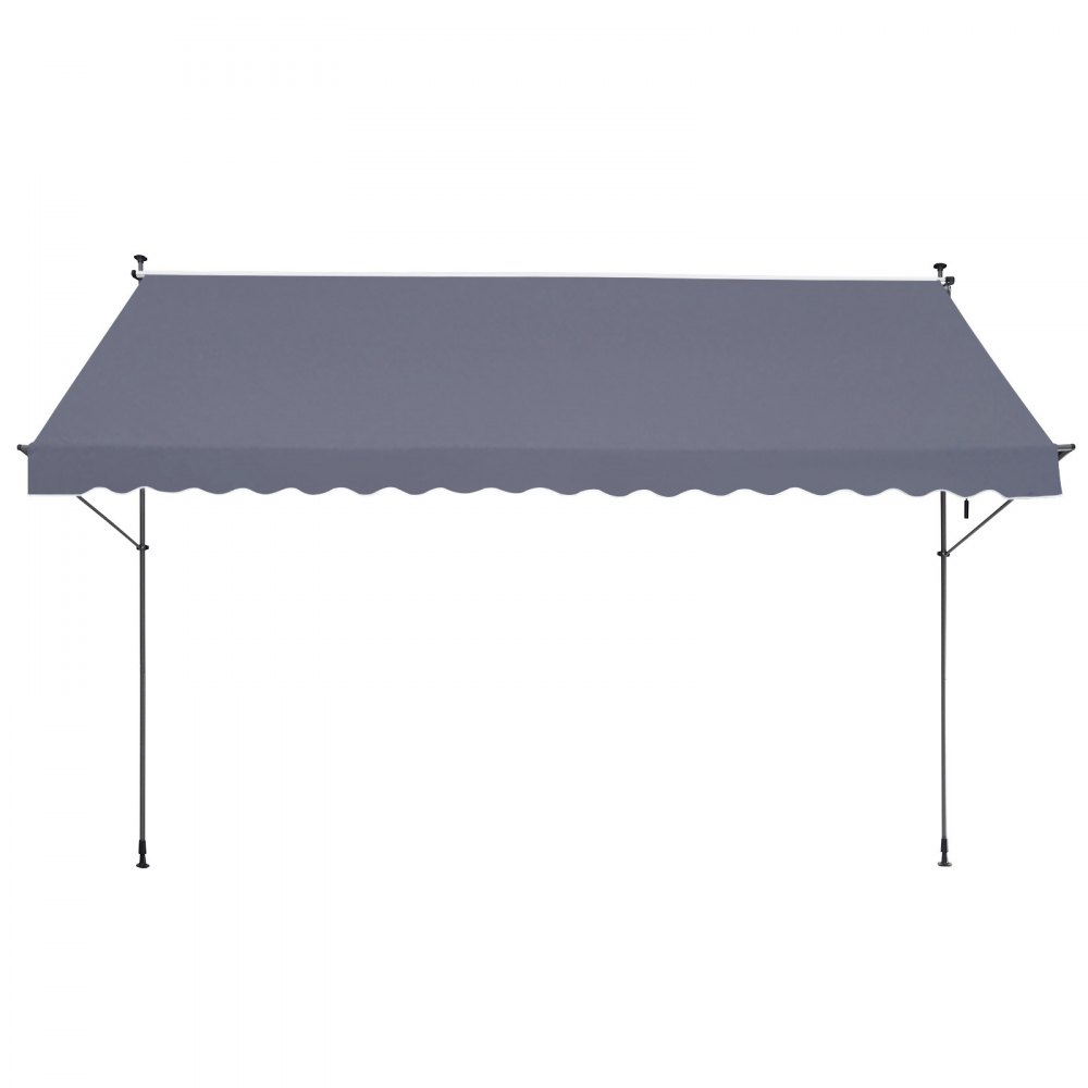 VEVOR 178 x 47" Patio Awning Retractable, Awning Sunshade Shelter with Manual Crank Handle, Outdoor Patio Canopy Sunsetter Deck, Adjustable Height from 86 to 122 in, for Patio/Balcony/Yard, Dark Gray