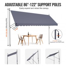 VEVOR 178x47" Patio Awning Retractable Awning Sunshade Shelter with Crank Handle