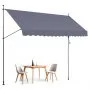 VEVOR 157 x 47" Patio Awning Retractable, Awning Sunshade Shelter with Manual Crank Handle, Outdoor Patio Canopy Sunsetter Deck, Adjustable Height from 86 to 122 in, for Patio/Balcony/Yard, Dark Gray