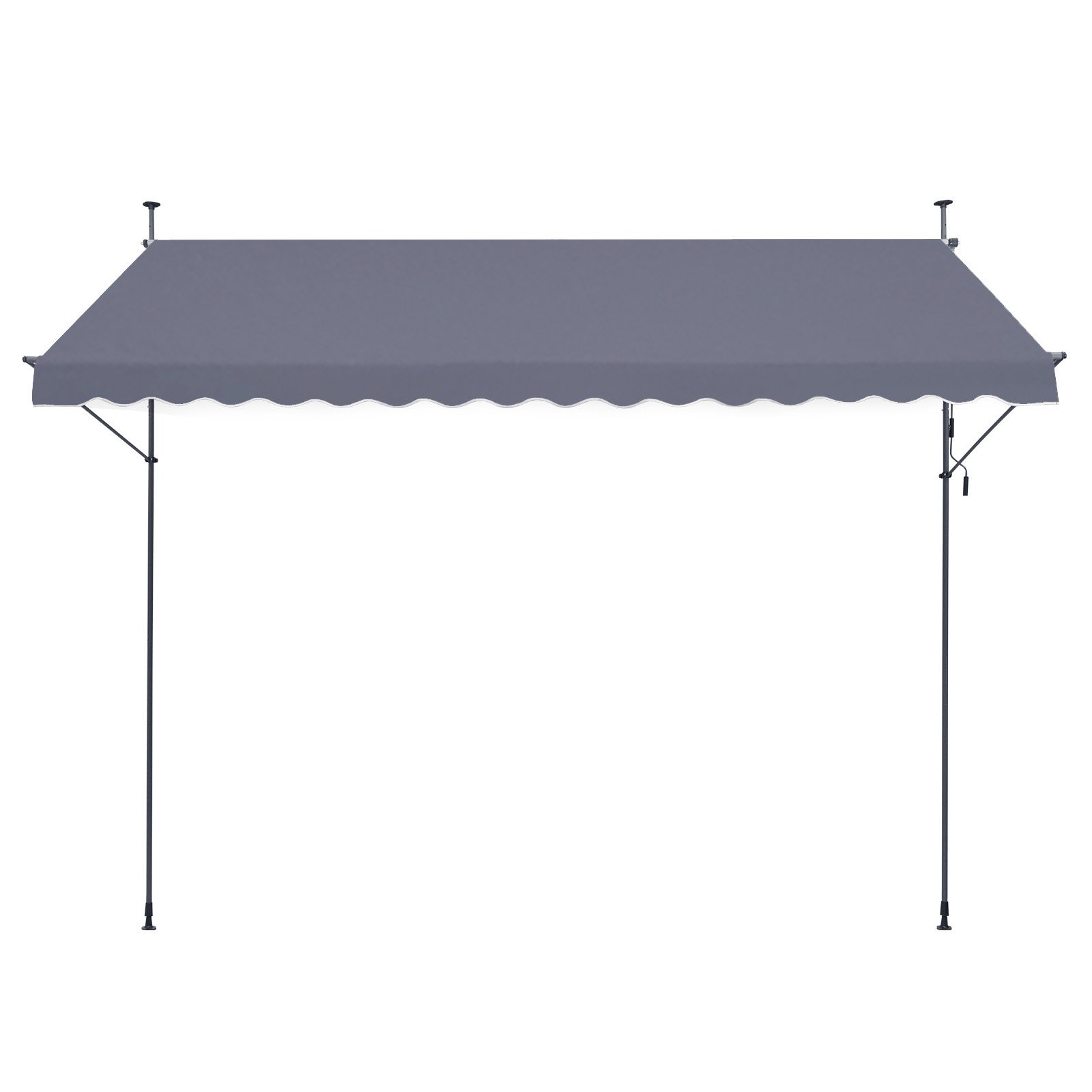VEVOR 157 x 47" Patio Awning Retractable, Awning Sunshade Shelter with Manual Crank Handle, Outdoor Patio Canopy Sunsetter Deck, Adjustable Height from 86 to 122 in, for Patio/Balcony/Yard, Dark Gray