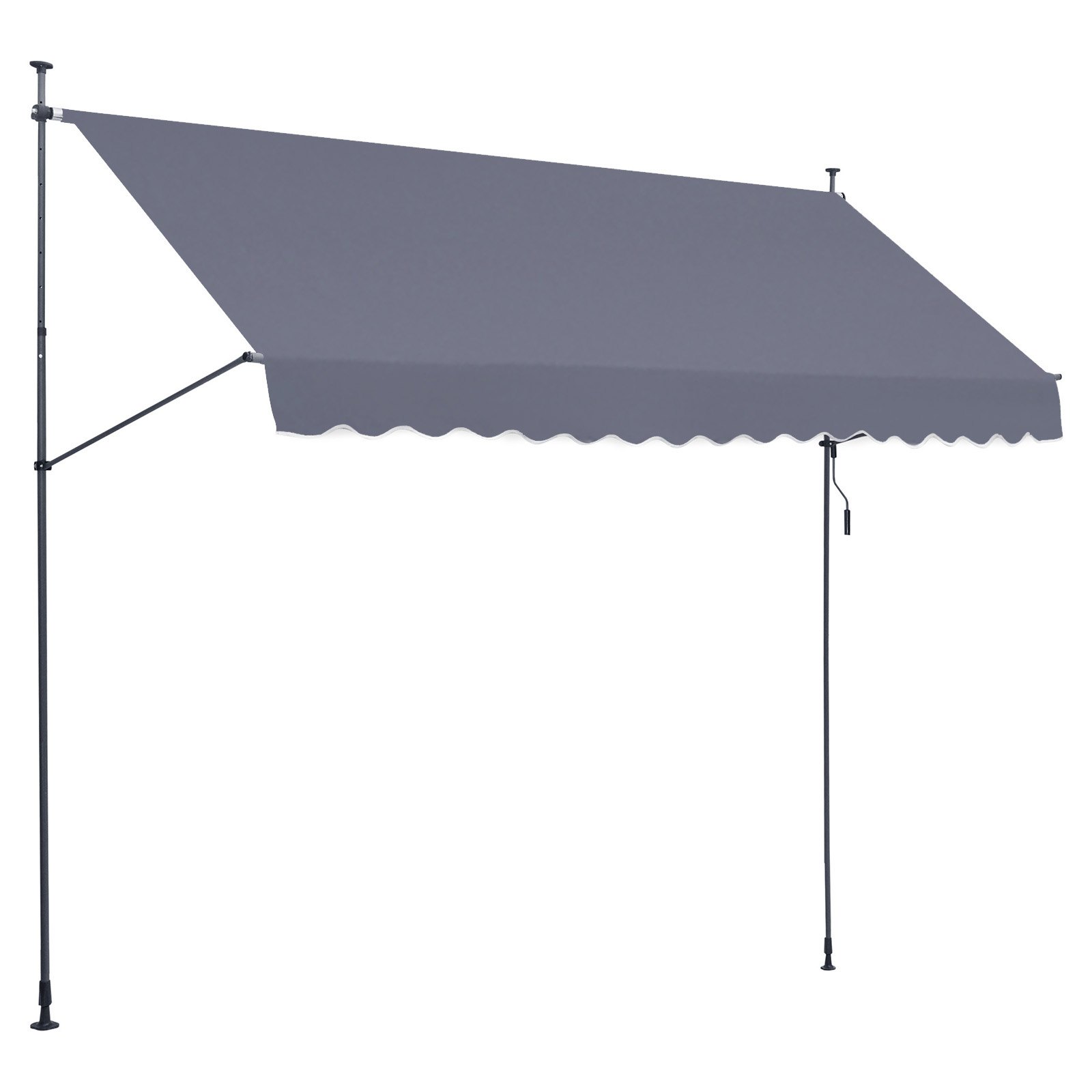 VEVOR 157 x 47" Patio Awning Retractable, Awning Sunshade Shelter with Manual Crank Handle, Outdoor Patio Canopy Sunsetter Deck, Adjustable Height from 86 to 122 in, for Patio/Balcony/Yard, Dark Gray