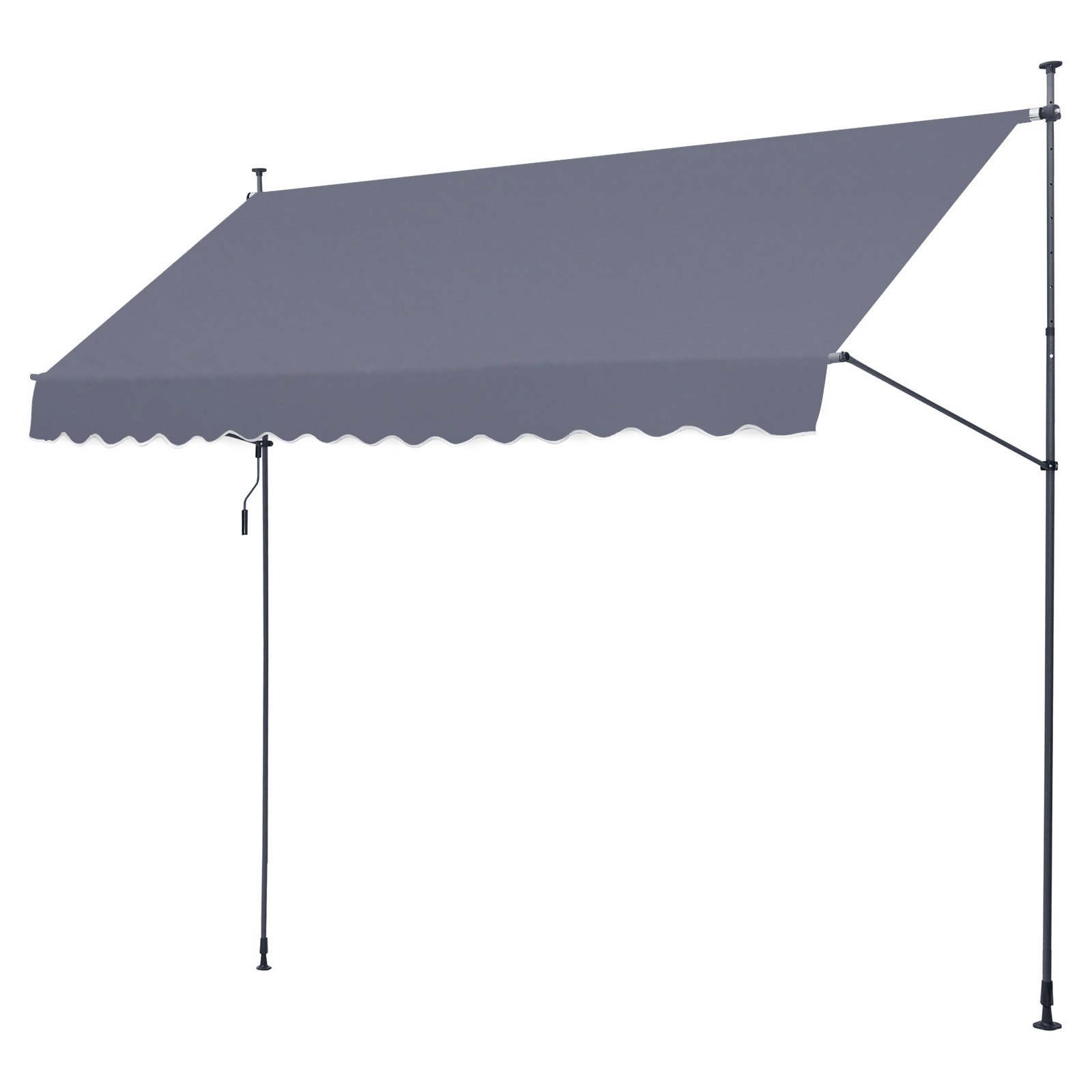 VEVOR 400 x 120 cm Patio Awning Retractable, Awning Sunshade Shelter with Manual Crank Handle, Outdoor Patio Canopy Sunsetter Deck, Adjustable Height from 86 to 122 in, for Patio/Balcony/Yard, Dark Gray