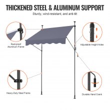 VEVOR 59x47" Patio Awning Retractable Awning Sunshade Shelter with Crank Handle