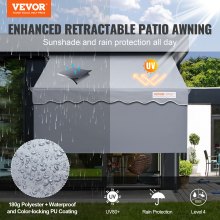 Copertina retractabilă manuală VEVOR, 78 inchi de marchiză retractabilă pentru exterior, adăpost pentru parasolar, copertina reglabilă pentru ușă de terasă, fereastră, cu perdea de 39 inchi, pentru curte, grădină, balcon