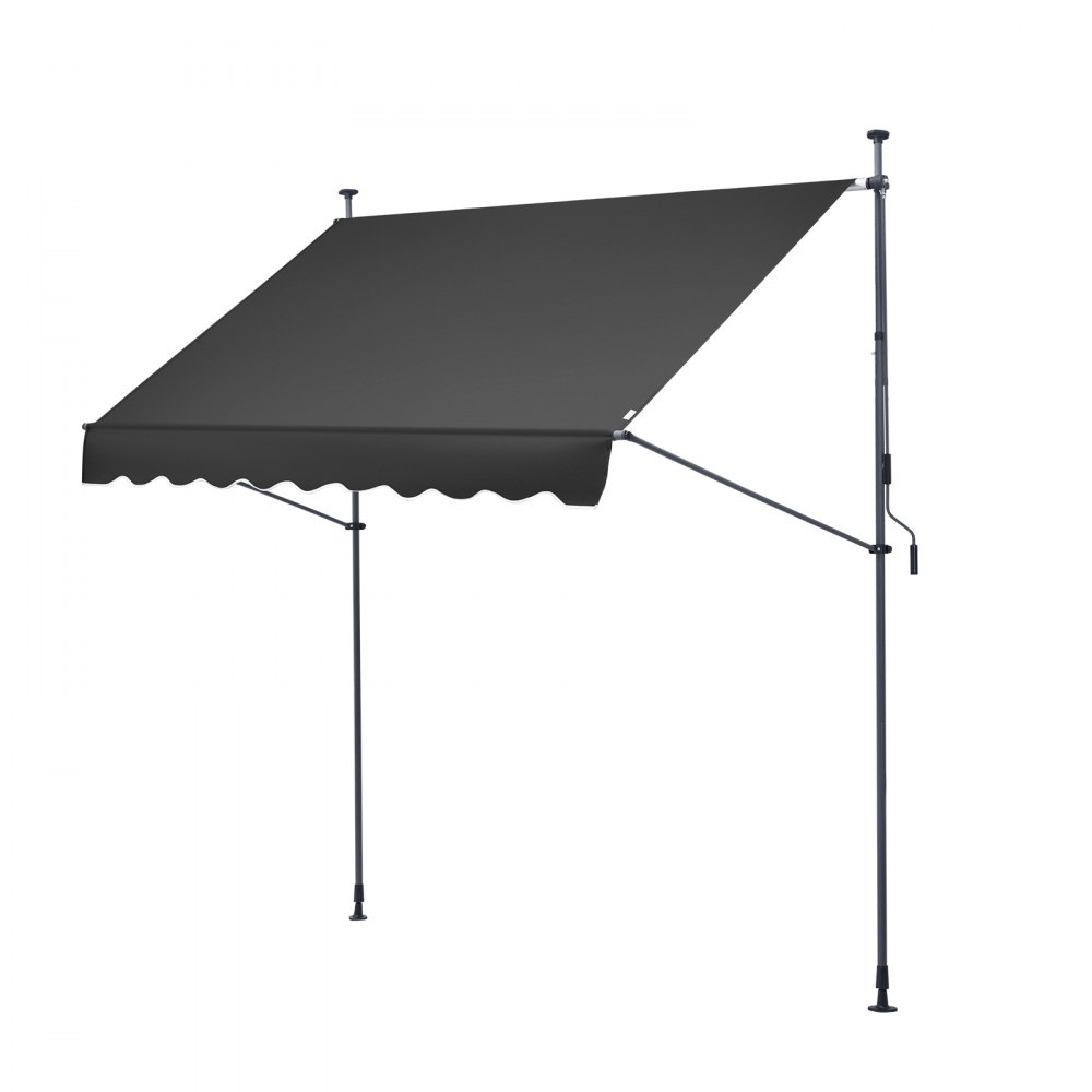 VEVOR 98 x 47" Patio Awning Retractable, Awning Sunshade Shelter with Manual Crank Handle, Outdoor Patio Canopy Sunsetter Deck, Adjustable Height from 86 to 122 in, for Patio/Balcony/Yard, Black