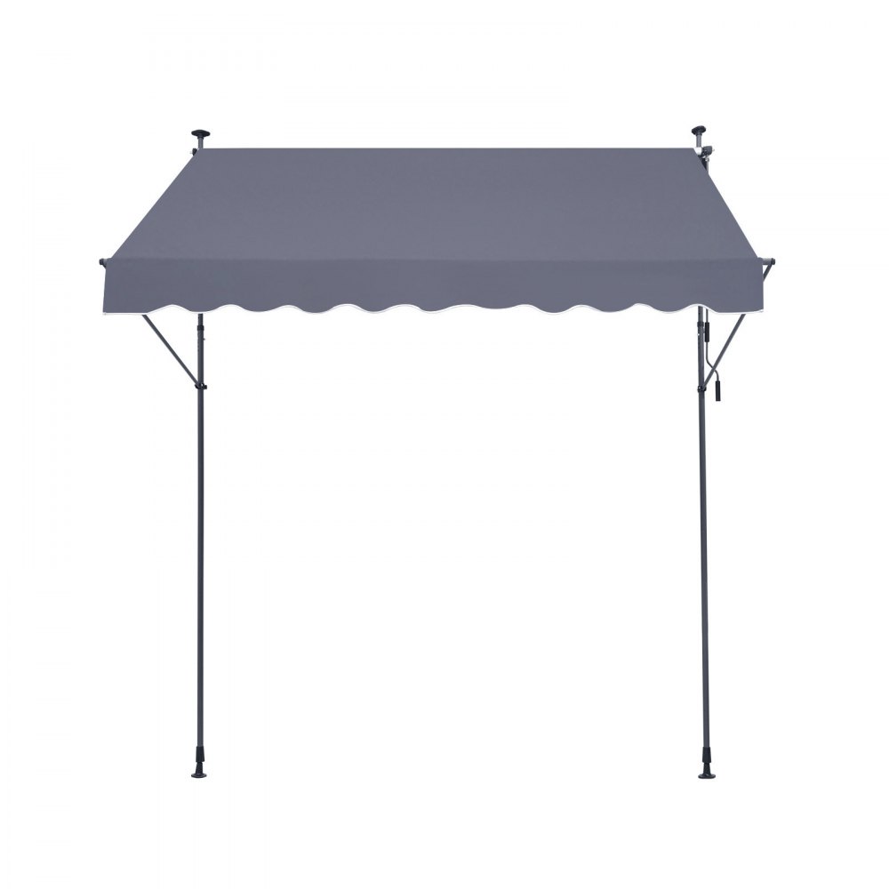 VEVOR 98 x 47" Patio Awning Retractable, Awning Sunshade Shelter with Manual Crank Handle, Outdoor Patio Canopy Sunsetter Deck, Adjustable Height from 86 to 122 in, for Patio/Balcony/Yard, Dark Gray
