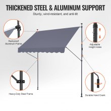 VEVOR 98x47" gårdhavemarkise Udtrækkeligt fortelt Solafskærmning med håndsving