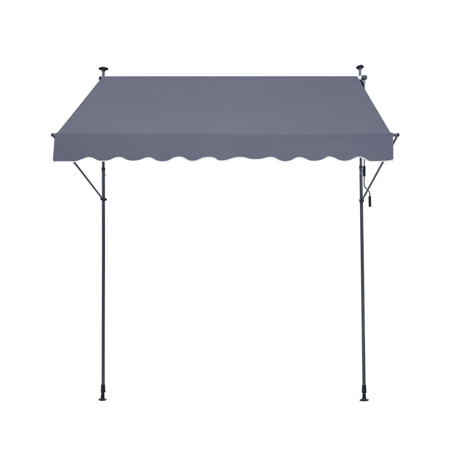 VEVOR 98 x 47" Patio Awning Retractable, Awning Sunshade Shelter with Manual Crank Handle, Outdoor Patio Canopy Sunsetter Deck, Adjustable Height from 86 to 122 in, for Patio/Balcony/Yard, Dark Gray