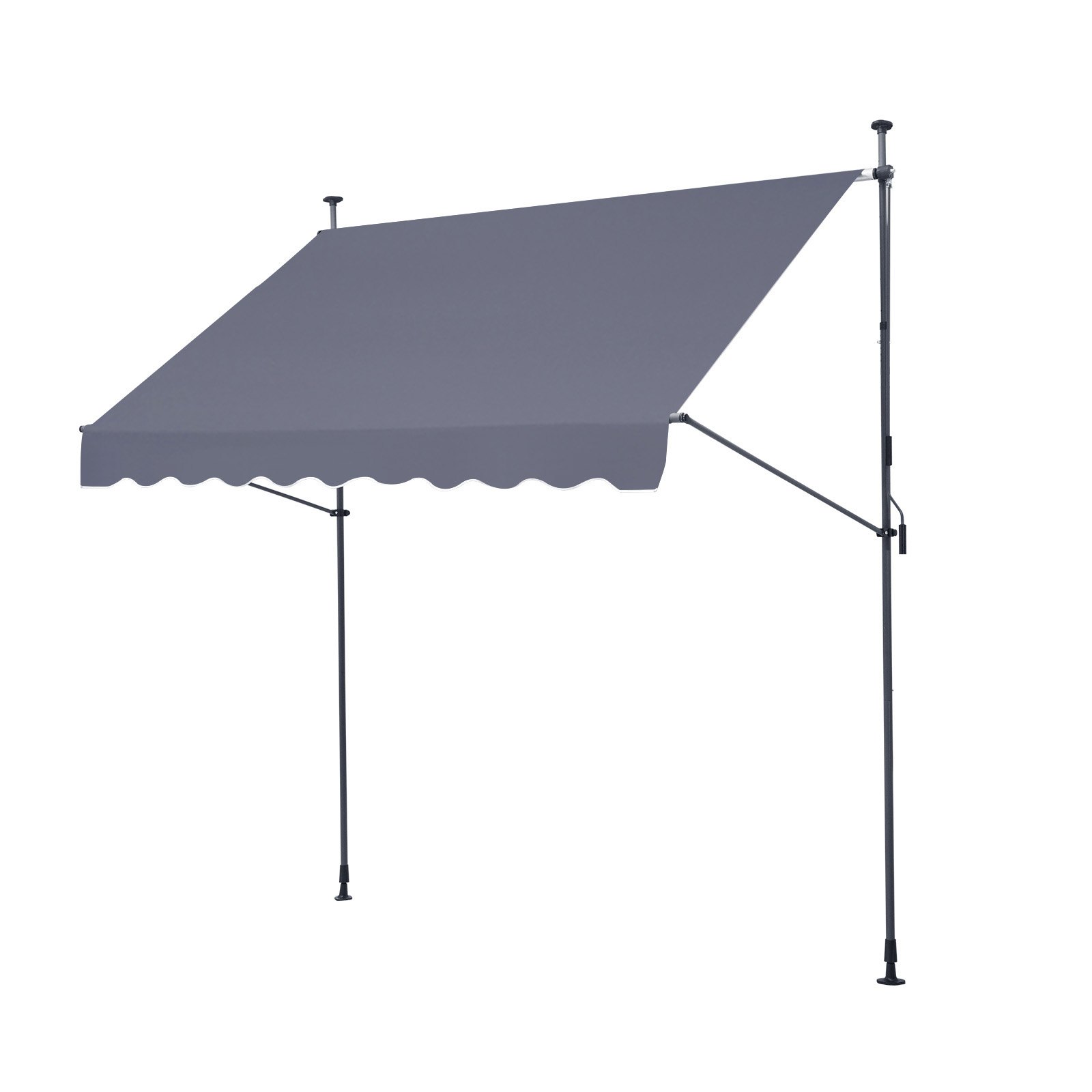 VEVOR 98 x 47" Patio Awning Retractable, Awning Sunshade Shelter with Manual Crank Handle, Outdoor Patio Canopy Sunsetter Deck, Adjustable Height from 86 to 122 in, for Patio/Balcony/Yard, Dark Gray