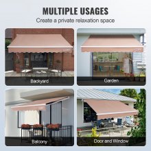 VEVOR Patio Awning Retractable 12'x10' Awning Sunshade Shelter with Crank Handle