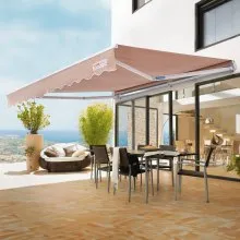 VEVOR Manual Retractable Awning, 12 x 10 ft Outdoor Patio Awning Retractable Sun Shade, Water-Resistant Polyester Patio Door Window Awning Sunshade Shelter with Crank Handle for Backyard, Balcony