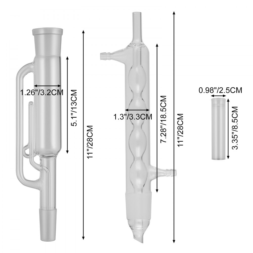 VEVOR Glass Soxhlet Extraction Apparatus Set 34/45 with Extraction Thimble