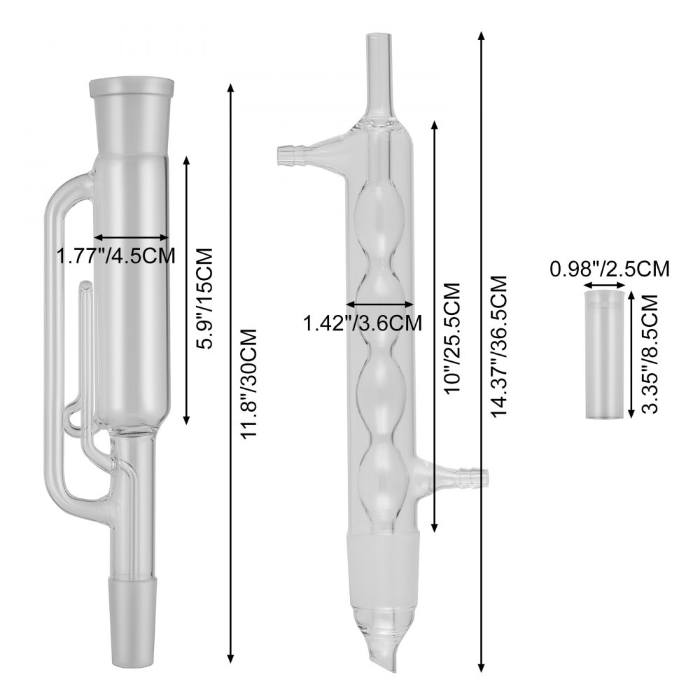 VEVOR Glass Soxhlet Extraction Apparatus Set 45/50 with Extraction Thimble