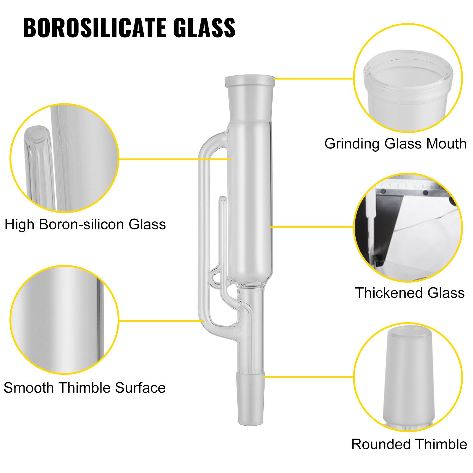 VEVOR Glass Soxhlet Extraction Apparatus Set 45/50 with Extraction Thimble