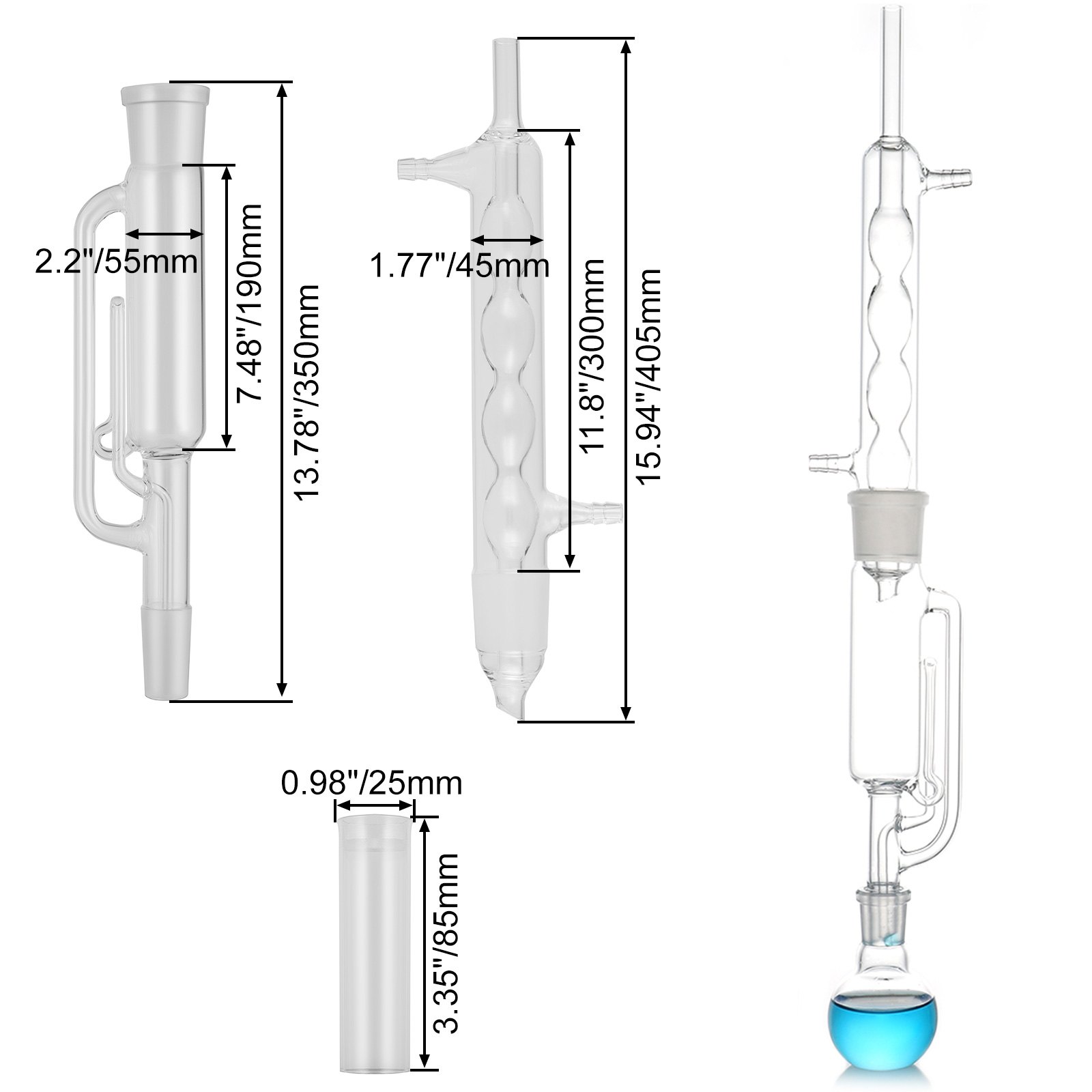 Vevor Soxhlet Extraction Soxhlet Extractor Kit55/50for Crude Fat Extraction