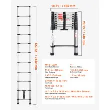 VEVOR Telescoping Ladder Stainless Steel Extension Step 10.5ft Portable Ladders