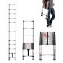 Telescoping Ladder Stainless Steel Extension Step 12.5 ft Portable Ladders