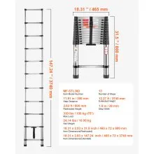 VEVOR Telescoping Ladder Stainless Steel Extension Step 12.5ft Portable Ladders