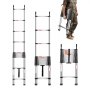 Telescoping Ladder Stainless Steel Extension Step 16.5 ft Portable Ladders
