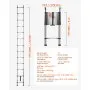 VEVOR Telescoping Ladder, 5030mm Stainless Steel Lightweight Extension Ladder, Multi-Button Retraction Collapsible Ladders, 150 kg Capacity & Non-Slip Feet, Portable 13-Step Ladders for Home RV Loft