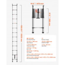 Telescoping Ladder Stainless Steel Extension Step 16.5 ft Portable Ladders