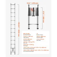 VEVOR Telescoping Ladder Stainless Steel Extension Step 16.5ft Portable Ladders