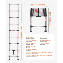 VEVOR Telescoping Ladder Stainless Steel Extension Step 8.5ft Portable Ladders