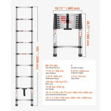 VEVOR Telescoping Ladder Stainless Steel Extension Step 8.5ft Portable Ladders