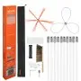 VEVOR Chimney Sweep Kit, 10m Maximum Extendable Length Chimney Brush, Chimney Cleaner Sweeper with Dual Brush Heads, Brush & Goggles, Fireplace Cleaning Tool for Square, Rectangle, Arch Chimneys