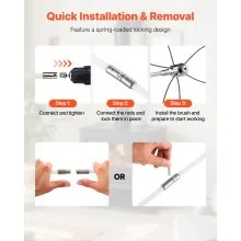 VEVOR Chimney Sweep Kit, 33 ft Maximum Extendable Length Chimney Brush, Chimney Cleaner Sweeper with Dual Brush Heads, Brush & Goggles, Fireplace Cleaning Tool for Square, Rectangle, Arch Chimneys