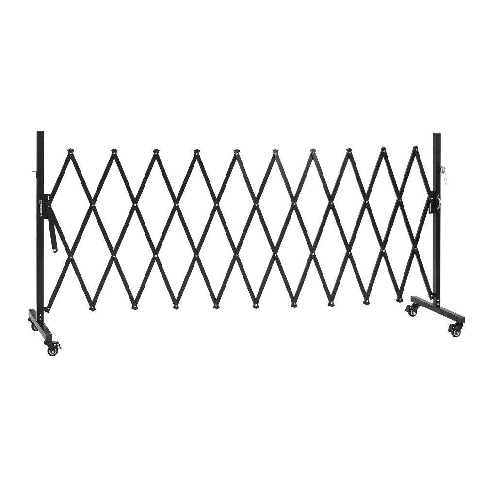 VEVOR Expandable Barricade, 3.37m Expandable Safety Barrier, Flexible Mobile Barricade with Locking Casters, Portable Folding Security Gate Metal Traffic Fence for Patio Garden Stairway