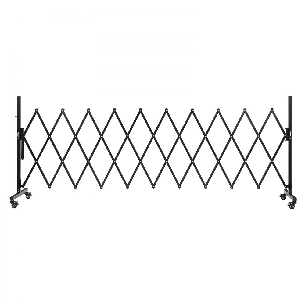 VEVOR Expandable Barricade, 3.37m Expandable Safety Barrier, Flexible Mobile Barricade with Locking Casters, Portable Folding Security Gate Metal Traffic Fence for Patio Garden Stairway