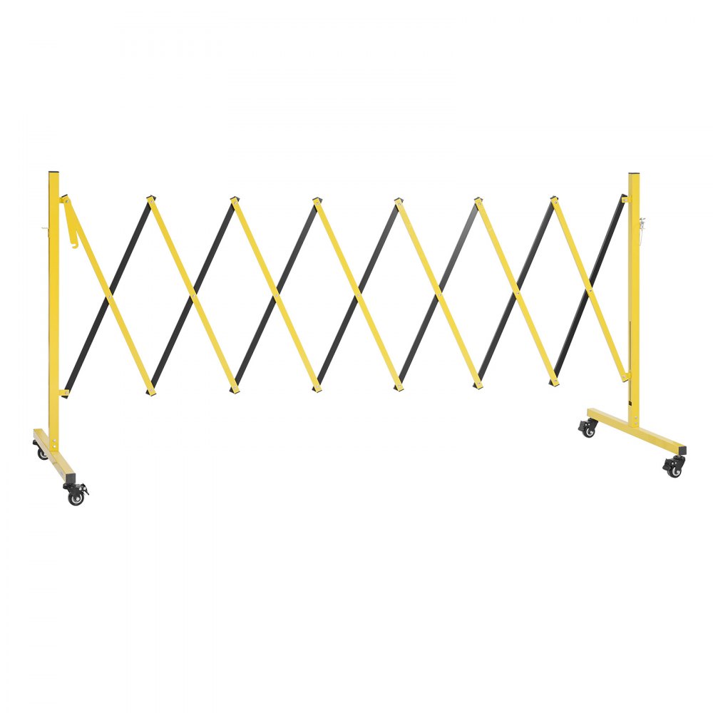 VEVOR Industrial Expandable Barricade, 3.82m Expandable Safety Barrier, Flaxible Mobile Barricade with Locking Casters, Portable Folding Security Gate Traffic Fence for Driveway Warehouse Elevator