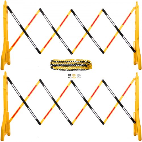 VEVOR Expandable Mobile Barricade Expandable Barricade Fence 2pcs 8.3ft, 1-Chain