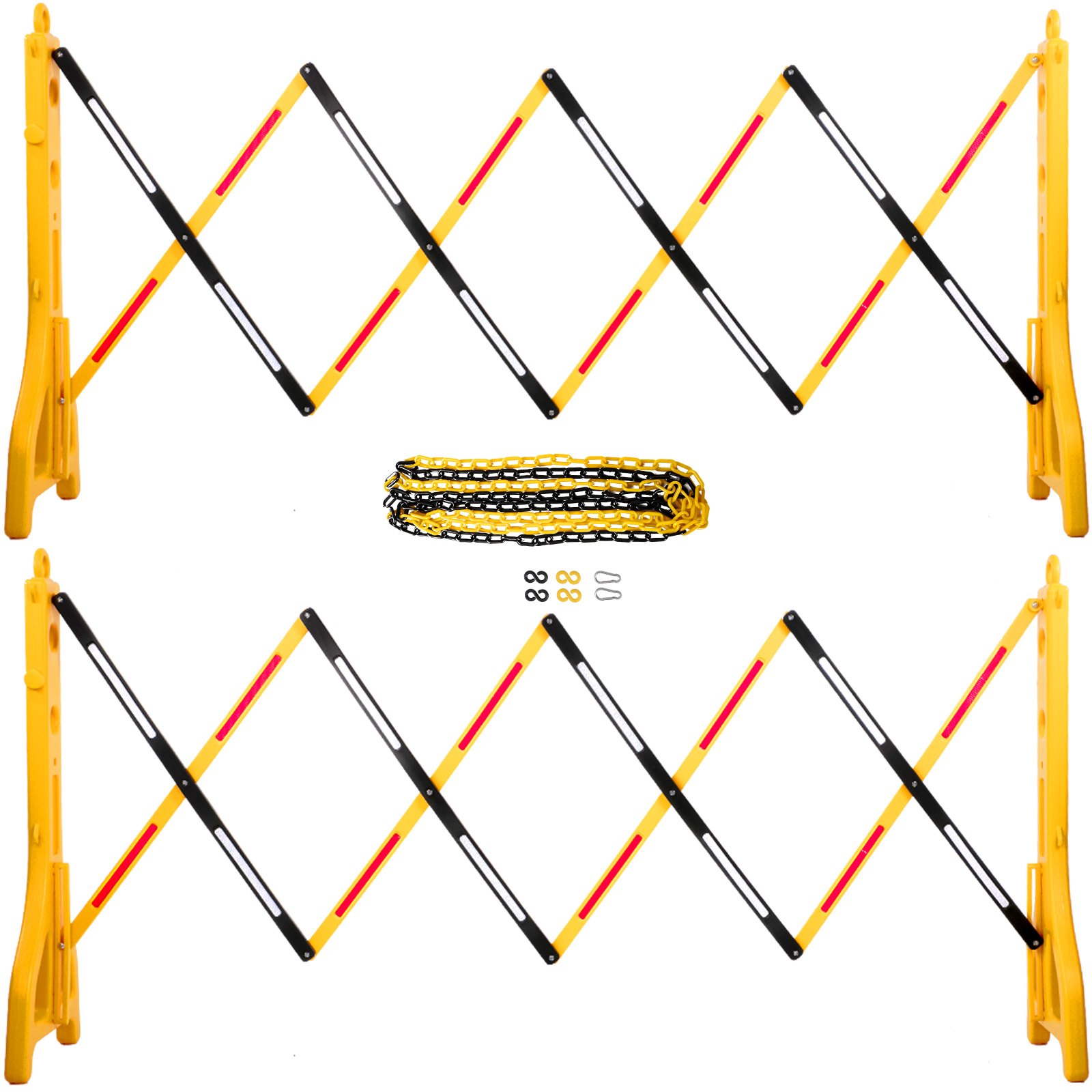 VEVOR Expandable Mobile Barricade Expandable Barricade Fence 2pcs 8.3ft, 1-Chain