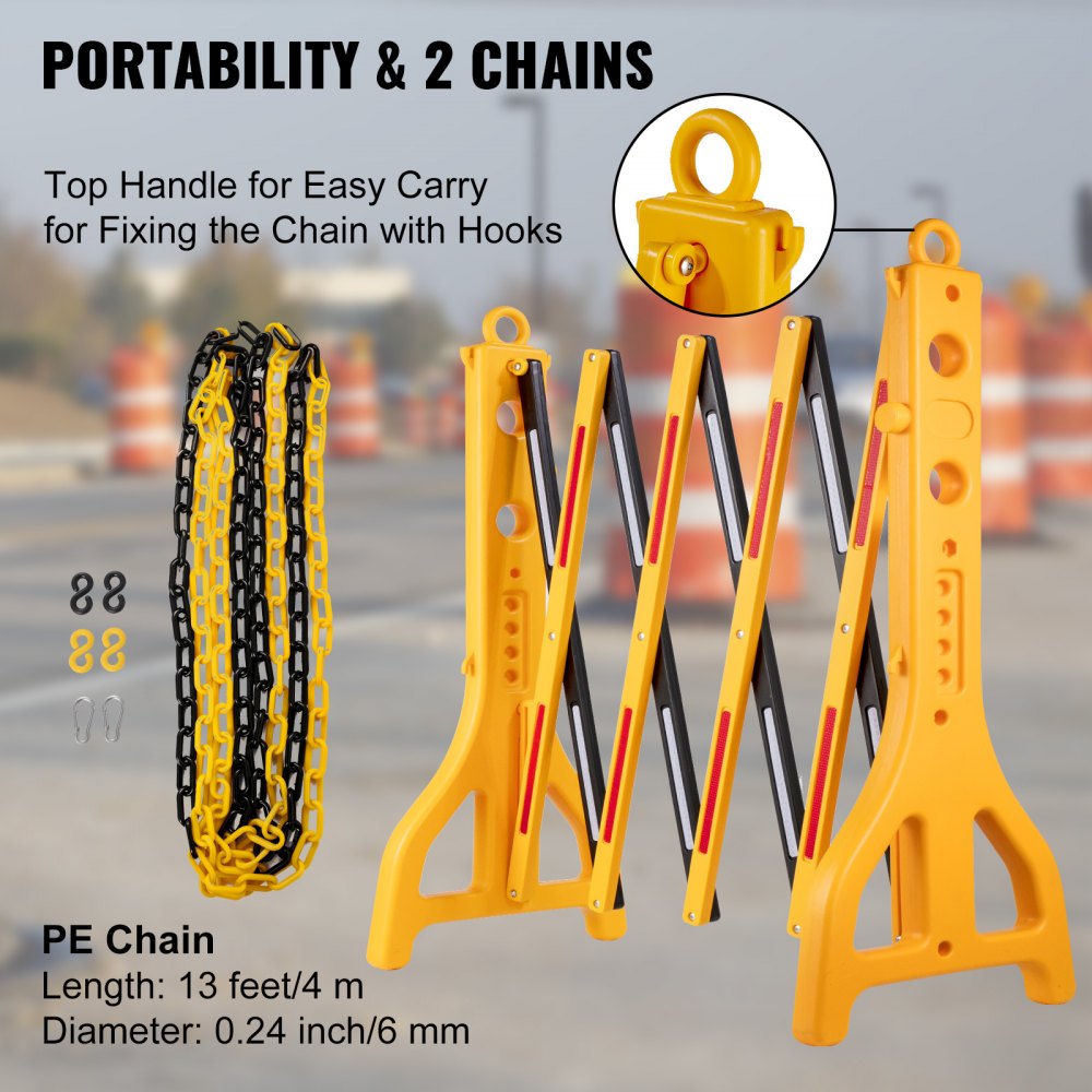 Vevor Expanding Safety Barrier Traffic Crowd Control Pedestrian Road Works 3 Pcs