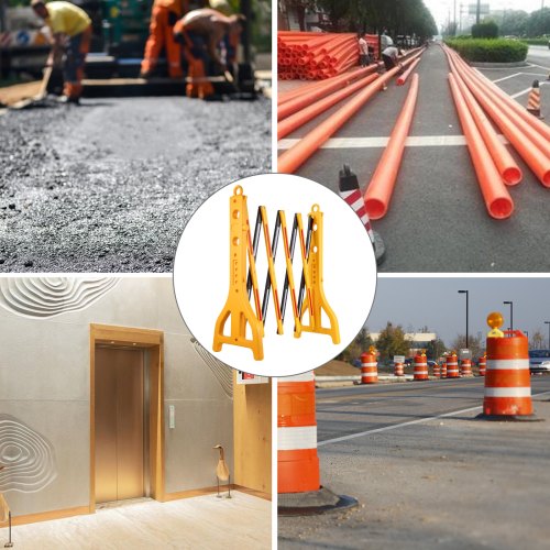 VEVOR Expandable Mobile Barricade 8.3ft Width Plastic Barricade Water Filled Yellow Expandable Safety Barricades 38inch Height Expandable Barricade Fence Traffic Barricade with Reflective Strips 2 Pcs