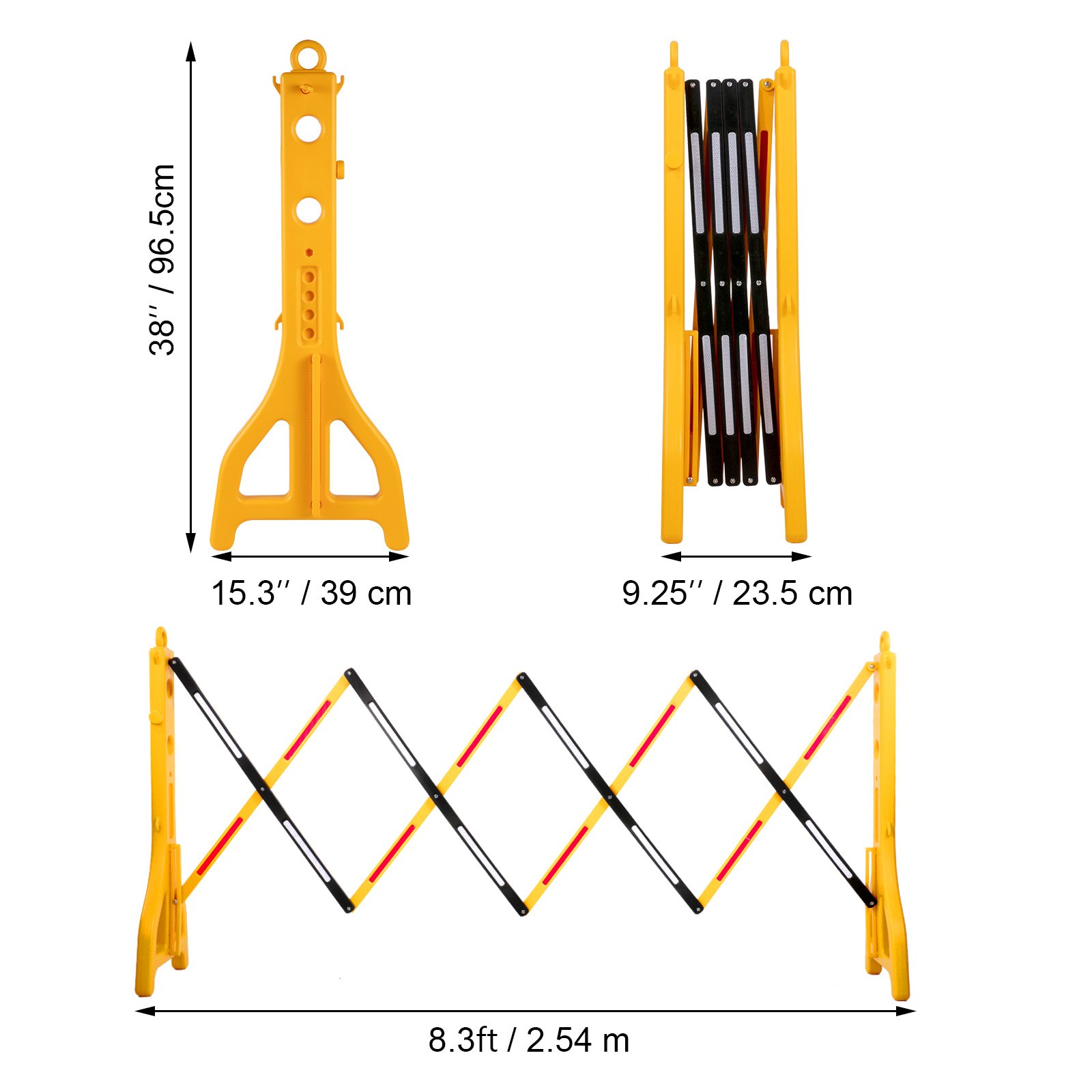Vevor Expanding Safety Barrier Traffic Crowd Control Pedestrian Road Works 2 Pcs