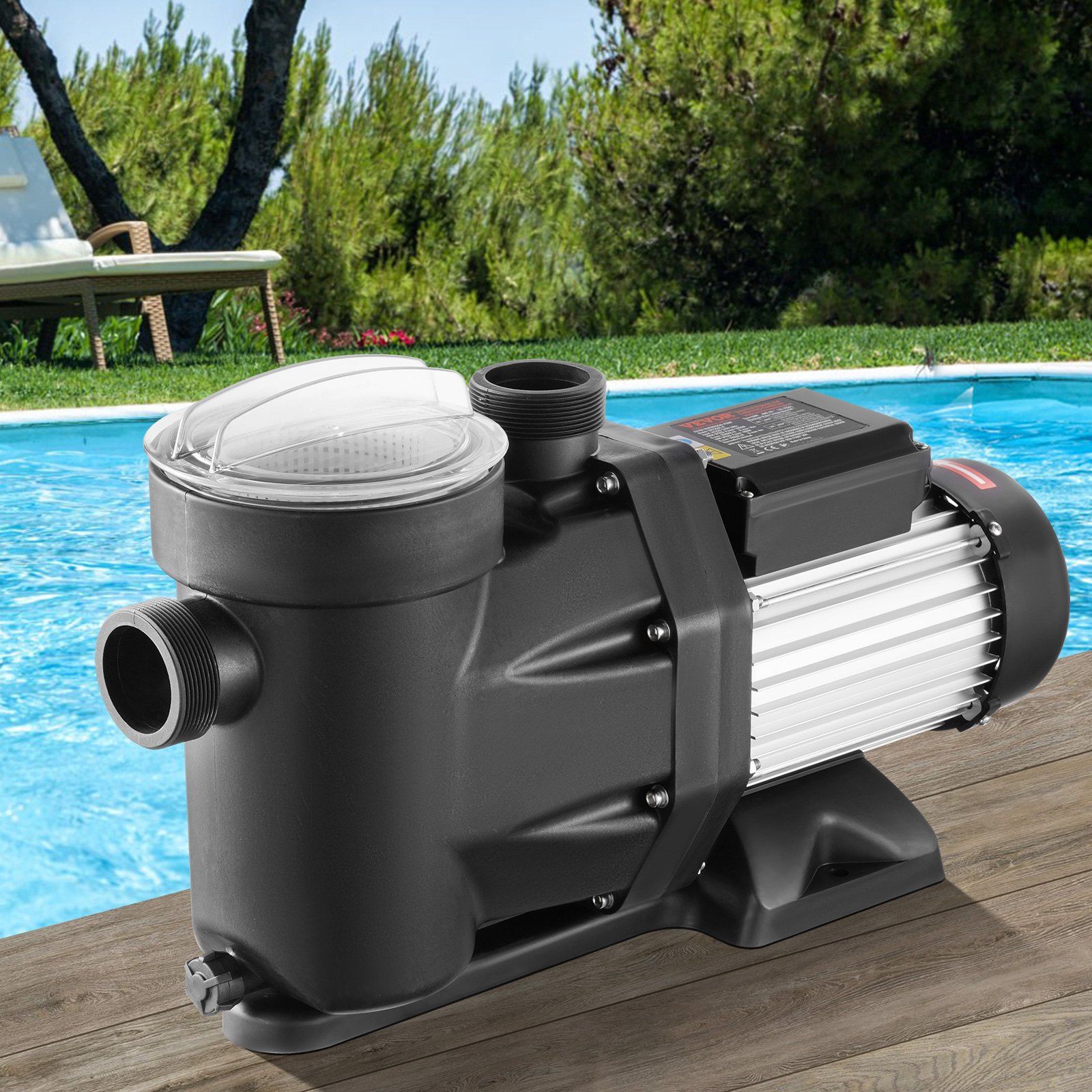 VEVOR 1500 W(2HP) Above Ground Pool Pump, 220V-240V, 1450 / 2860 RPM Dual Speed Pump 1800W, 33000 L/H Max. Flow Powerful Pump, Energy Saving Swimming Pool Pump for Above Ground Pool, CE Certification