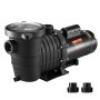 VEVOR pool pump with clear lid, black body, and additional fittings, efficient and durable pool equipment.