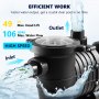 VEVOR Pool Pump 1.5HP 230V, Variable Dual Speed Pumps 1100W for Above Ground Pool, Powerful Self-priming Pump w/ Strainer Filter Basket, 5400 GPH Max. Flow, Energy Saving Swimming Pool Pump