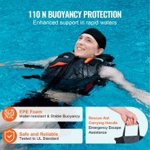VEVOR Watersports Life Vest PFD 110N Buoyancy Life Jacket for Men & Women XL