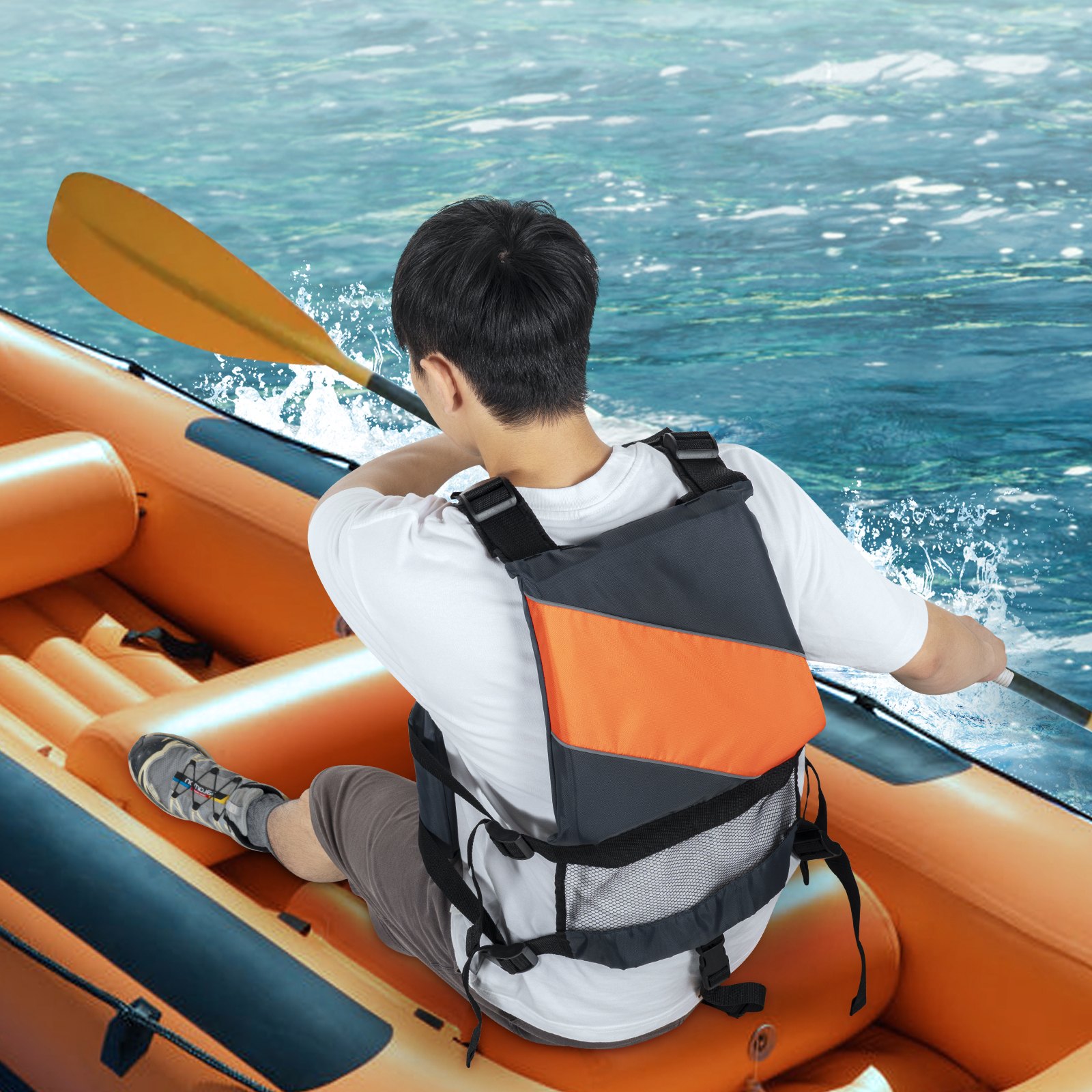 VEVOR Life Vest for Watersports (PFD), Life Jacket with Waterproof Nylon & 80N Buoyancy, Life Vest/Jacket for Any Water Activity-Fishing, Kayaking, Surfing and More, Men and Women S