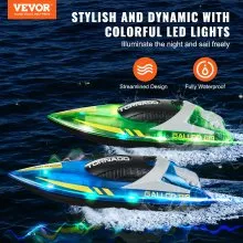 ¡Regalos de Navidad! VEVOR 2 PCS RC Boat 2.4 GHz Barco de carreras de control remoto 12 km/h Regalo para niños y adultos