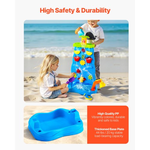 SVCEQZE Table Sensorielle Eau Et Sable – 45x45x37 Cm, 4 Bacs étanches, 24 Accessoires, Pour Extérieur Et Intérieur