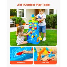 VEVOR Sand & Water Table for Toddlers Double-Sided Kids Activity Waterfall Table