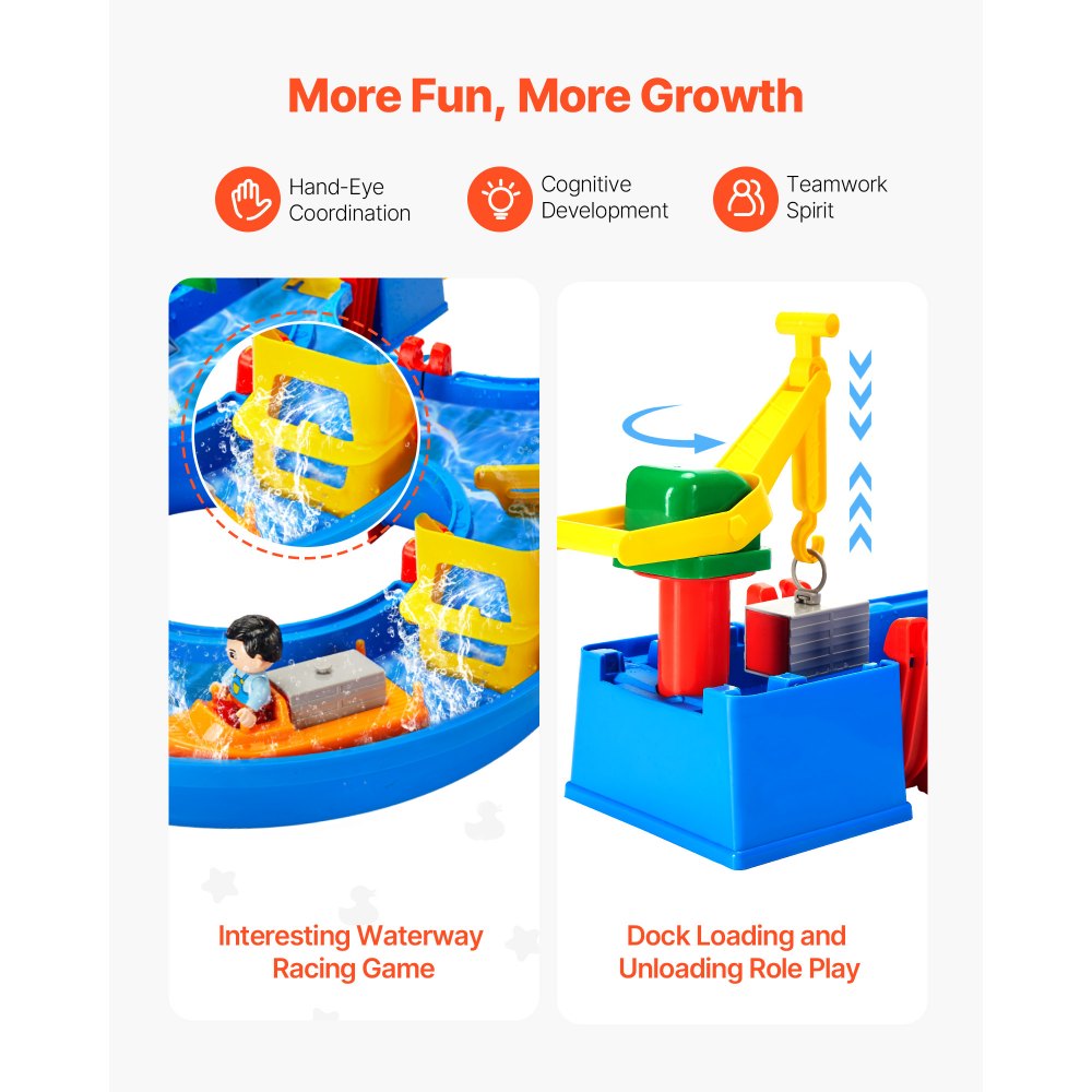 VEVOR Water Table for Toddlers, Kids Activity Play Waterway, Outdoor Summer Water Park Playset with 39PCS Accessories for Backyard Lawn Beach, Activity Sensory Play Table for 3+ Years Boys Girls
